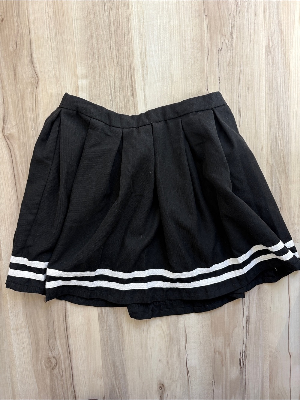 Hot Topic Black Skater Skirt with White Double Hem Stripes